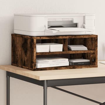 vidaXL Printerkastje 49x40x22,5 cm bewerkt hout gerookt, Verzenden