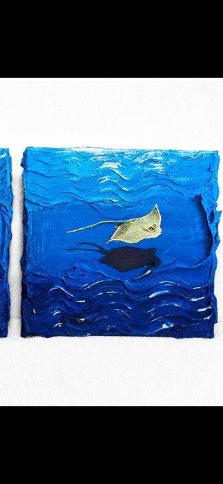 Anita Csapó - Diver and Blue-Spotted Stingray, Antiquités & Art