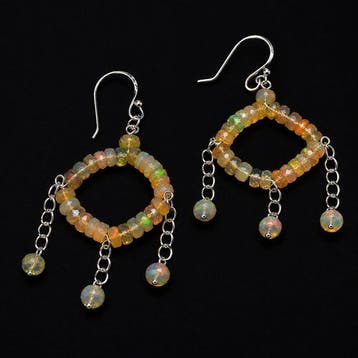 925 sterlingzilver Ethiopisch opaal ontwerper oorbellen -, Verzamelen