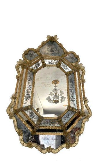Murano - Miroir mural - Verre - Ensemble miroir et console
