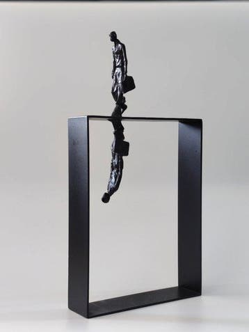 Sculpture, Double life - 29 cm - Métal