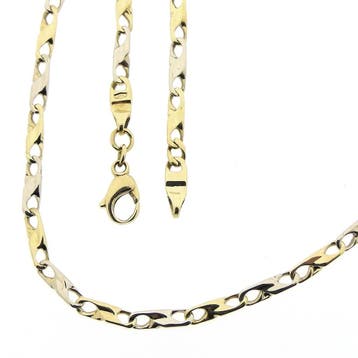 Bicolor gouden infinity schakelketting, Ophalen of Verzenden, Gebruikt, Goud, Goud
