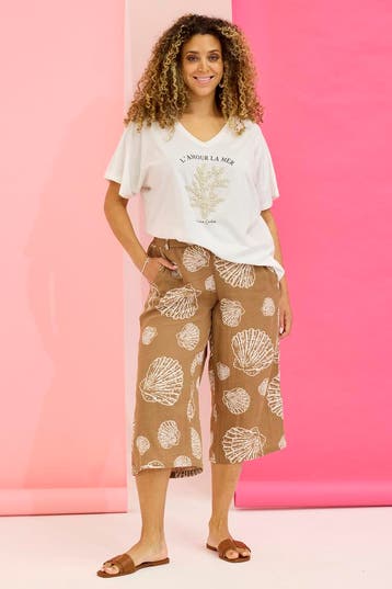 Zhenzi 7/8 broek schelp printXXL=58Maat 46/48 (XL) of groter, Verzenden, Nieuw, Maat 46/48 (XL) of groter, Overige kleuren
