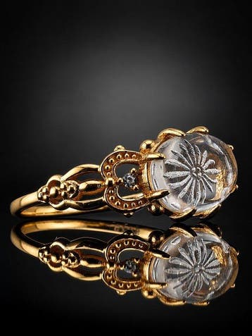 Ring van heldere kwarts 925 sterlingzilver – goudgeplateerd
