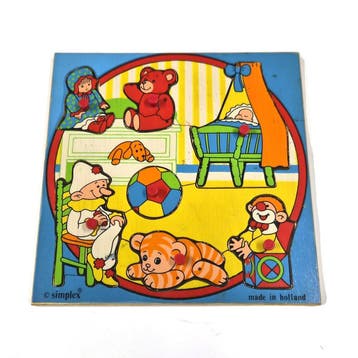 Vintage Simplex houten inlegpuzzel kinderkamer met, Verzenden