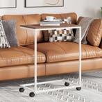 vidaXL Bijzettafel met wieltjes 55x35x70 cm bewerkt hout wit, Verzenden, Nieuw