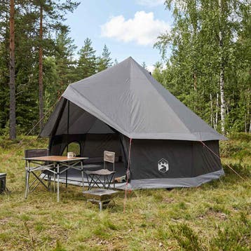 vidaXL Tipi Tent 8-persoons Bruin Grijs Polyester en Staal, Caravans en Kamperen, Verzenden, Nieuw