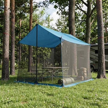 vidaXL Campingzeil met netwanden 270 x 210 x 210 cm Blauw, Caravans en Kamperen, Verzenden, Nieuw