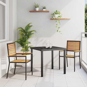 vidaXL Tuin stapelstoelen 2 st Bruin en Zwart, Tuin en Terras, Verzenden, Nieuw