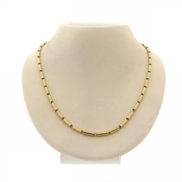 Gouden bamboo schakel ketting, Ophalen of Verzenden, Gebruikt, Goud, Goud
