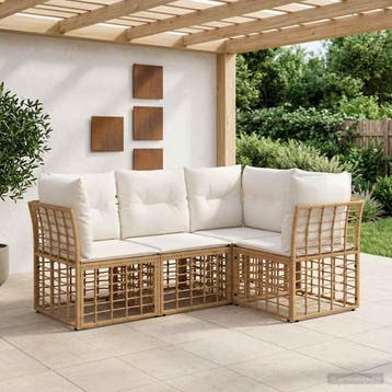 vidaXL Buiten bank set Naturel Polyester, Verzenden, Nieuw