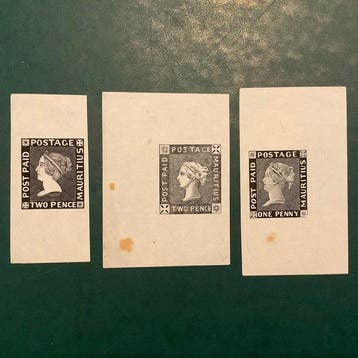 Mauritius 1847/1848 - 3 herdrukken van Fournier - Stanley