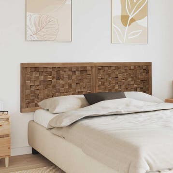 vidaXL Bed Hoofdbord Naturel Massief Teakhout, Huis en Inrichting, Slaapkamer | Bedden, Verzenden, Nieuw