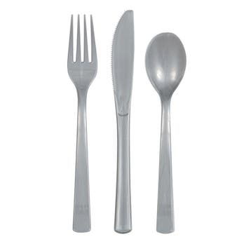 Zilver Bestek Plastic 18 delig, Verzenden