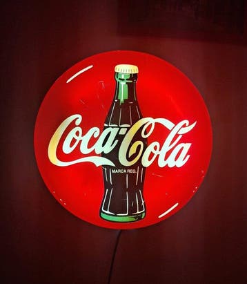 Coca-Cola - Lichtgevende knop - Reclamebord - Plastic,