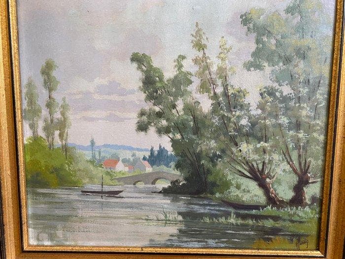 Marcel Harang (XX) - Pont de Chamesson, Antiquités & Art, Art | Peinture | Classique