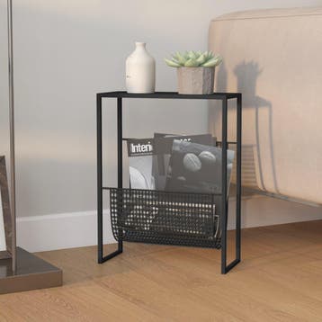 vidaXL Tijdschriftenrek 35x15x45 cm staal zwart, Verzenden, Nieuw