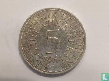 Duitsland 5 mark 1964 (F), Verzenden, Losse munt