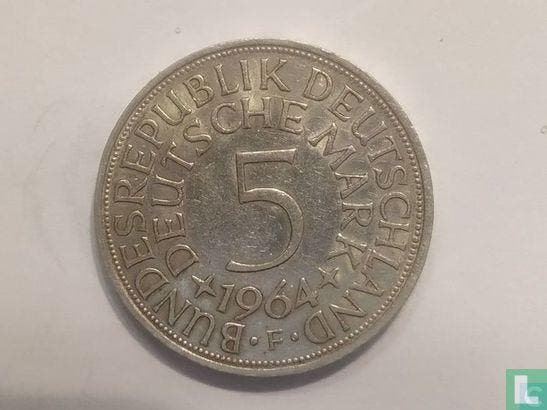 Duitsland 5 mark 1964 (F), Timbres & Monnaies, Monnaies | Europe | Monnaies non-euro, Envoi