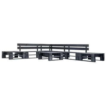 vidaXL 6-delige Loungeset pallet hout zwart, Verzenden, Nieuw, Loungeset