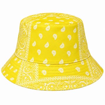 Bucket Hat Hoedje – Paisleyprint – Geel, Nieuw