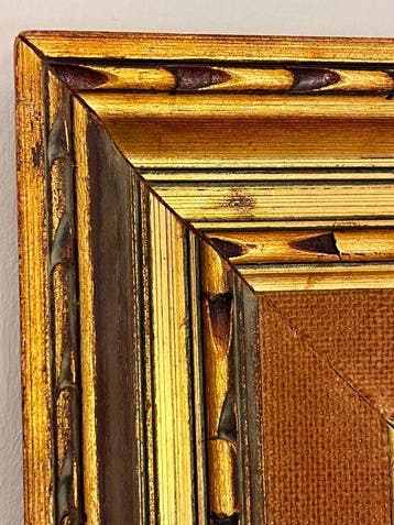 Lijst - Bladgoud, Walnoot - Pan de oro, 80x95, 1950, Antiek en Kunst