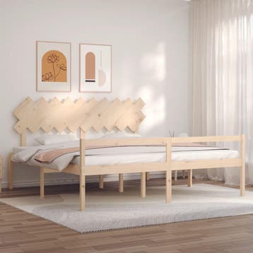 vidaXL Seniorenbed met hoofdbord massief hout 200x200 cm, Verzenden