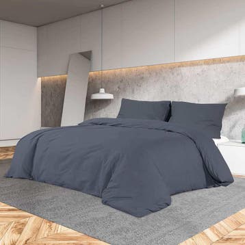 vidaXL Dekbedovertrekset 140x200 cm katoen antracietkleurig, Huis en Inrichting, Slaapkamer | Beddengoed, Verzenden, Nieuw