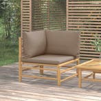 vidaXL Tuinhoekbank met kussens bamboe taupe, Tuin en Terras, Verzenden, Nieuw