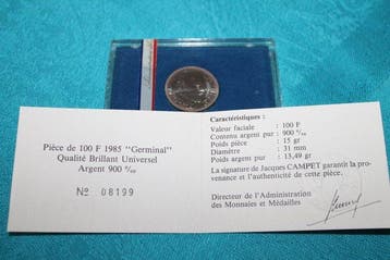 Frankrijk. 100 Francs 1985 Emile Zola. BU (Zonder