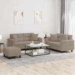 vidaXL 3-delige Loungeset met kussens microvezelstof taupe, Verzenden, Nieuw