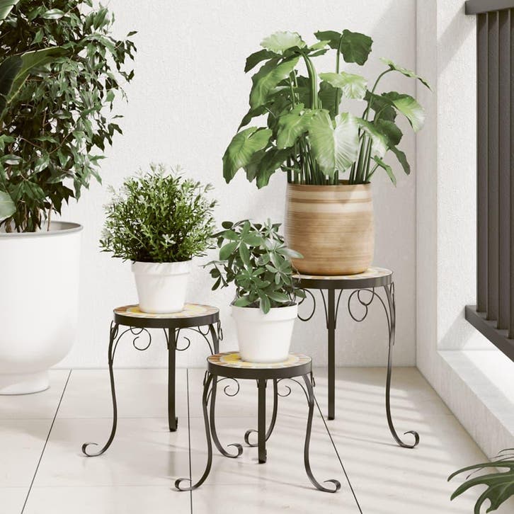 vidaXL Plantenstandaards 3 st keramiek terracottakleurig en, Tuin en Terras, Bloembakken en Plantenbakken, Nieuw, Verzenden