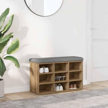 vidaXL Schoenenbank 82x32x50 cm bewerkt hout artisanaal, Verzenden, Nieuw