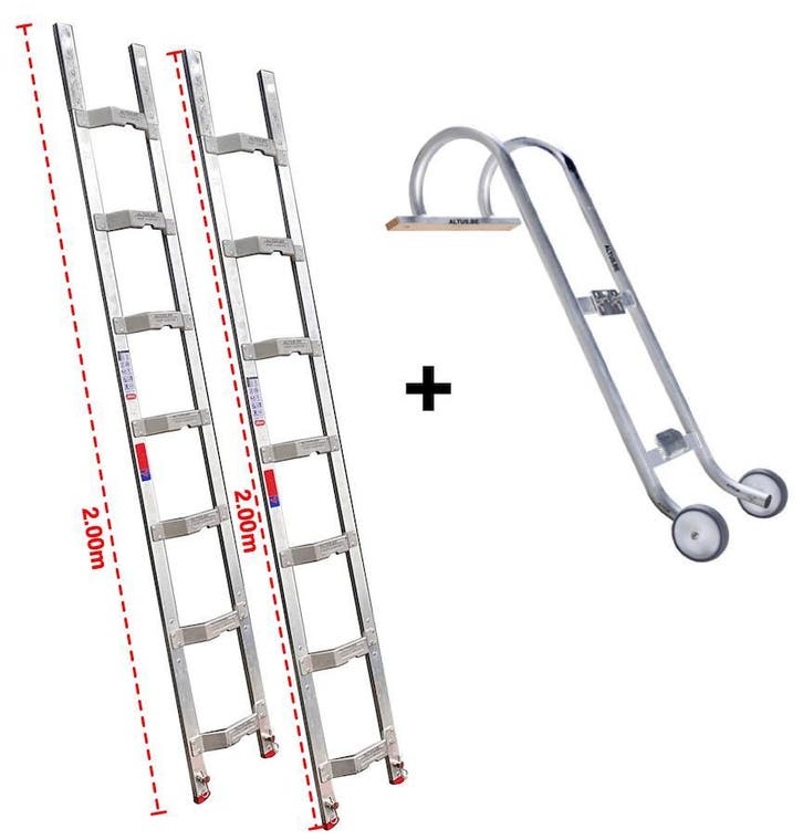 Altrex dakladderset met nokhaak 4m, Bricolage & Construction, Échelles & Escaliers, Enlèvement ou Envoi