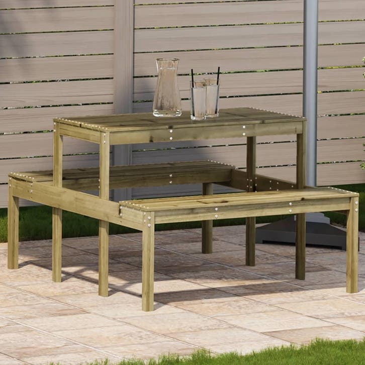 vidaXL Picknicktafel 110x134x75 cm geïmpregneerd grenenhout, Jardin & Terrasse, Tables de jardin, Envoi