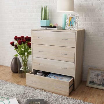 vidaXL Dressoir met 4 lades 60x30,5x71 cm eikenkleur, Huis en Inrichting, Verzenden, Nieuw