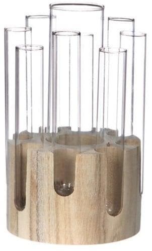Decoratief Wood Base met Reageerbuis 12x20 cm, Nieuw