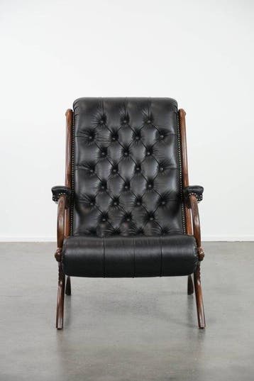 Fauteuil - Rundleer - Chesterfield-fauteuil, Nieuw