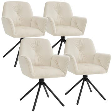 tectake Draaibare fauteuil Lenia, gestoffeerd - Fluweel crèm, Verzenden