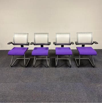 complete set van 4 x Ahrend 240 vergaderstoel met kunststof, Gebruikt, Zwart