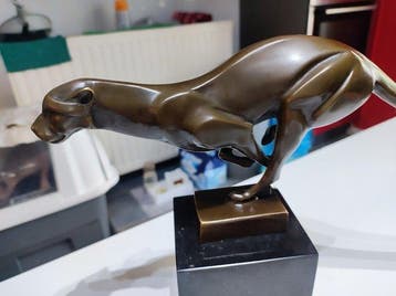 sculptuur, Sculpture Art Déco dÉpoque (c. 1930) – Félin