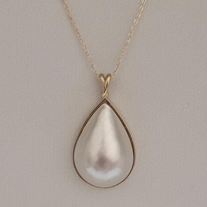 Zonder minimumprijs - Hanger - 18 karaat Geel goud Parel -, Handtassen en Accessoires, Antieke sieraden