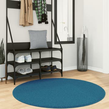 vidaXL Vloerkleed OVIEDO laagpolig Ø 120 cm turquoise, Verzenden