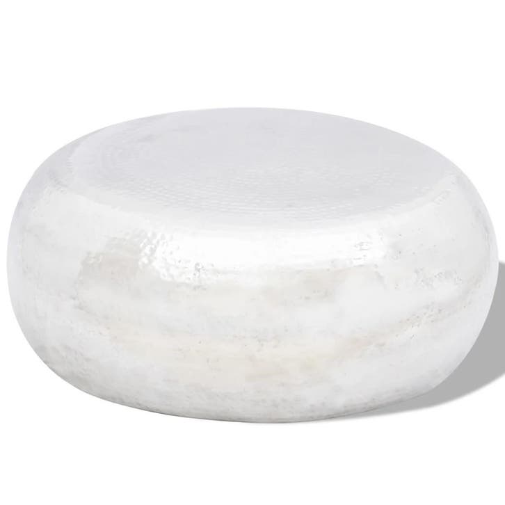 vidaXL Salontafel gehamerd aluminium zilverkleurig, Huis en Inrichting, Tafels | Salontafels, Nieuw, Verzenden