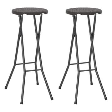 vidaXL Barkrukken inklapbaar 2 st rattan look HDPE en staal, Verzenden, Nieuw