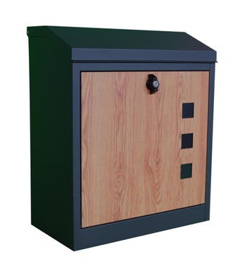 Pakketbrievenbus 43x24x52 | Antraciet Houtlook | Scherpe..., Tuin en Terras, Ophalen of Verzenden, Nieuw, Staande brievenbus