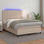 vidaXL Boxspring met matras en LED kunstleer cappuccinokleur, Verzenden, Nieuw