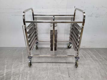 HCB Chariot à étagères double en acier inoxydable 12 x 60/40, Verzenden
