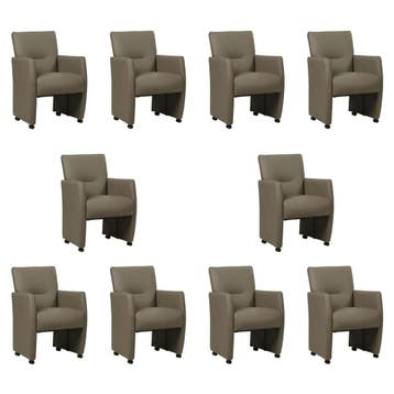 Set van 10 Leren eetkamerstoelen Pleasure - Toledo Smog, Ophalen of Verzenden