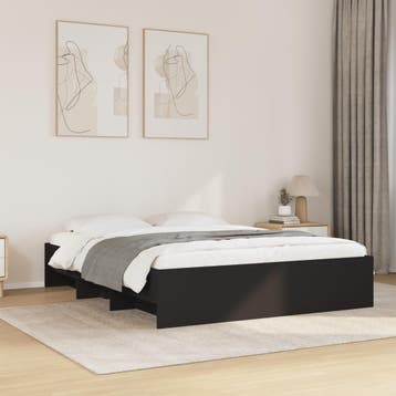 vidaXL Bedframe bewerkt hout zwart 150x200 cm, Verzenden, Nieuw